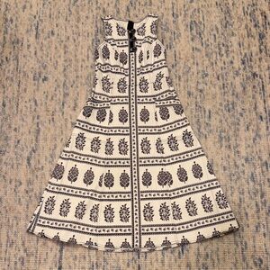 Sleeveless Black and Cream Patterned Dress